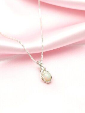 OOAK Natural Ethiopian Welo Opal Sterling Silver Wire Wrapped Pendant